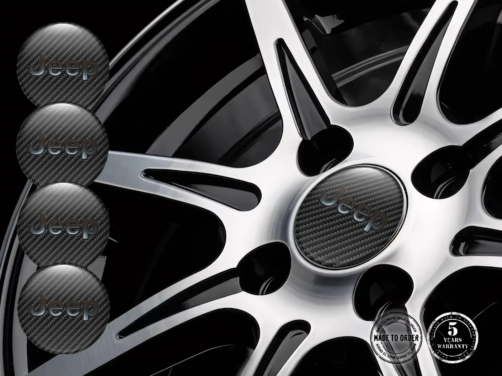 Jeep Design Autocollant Bombé Emblèmes Roue 